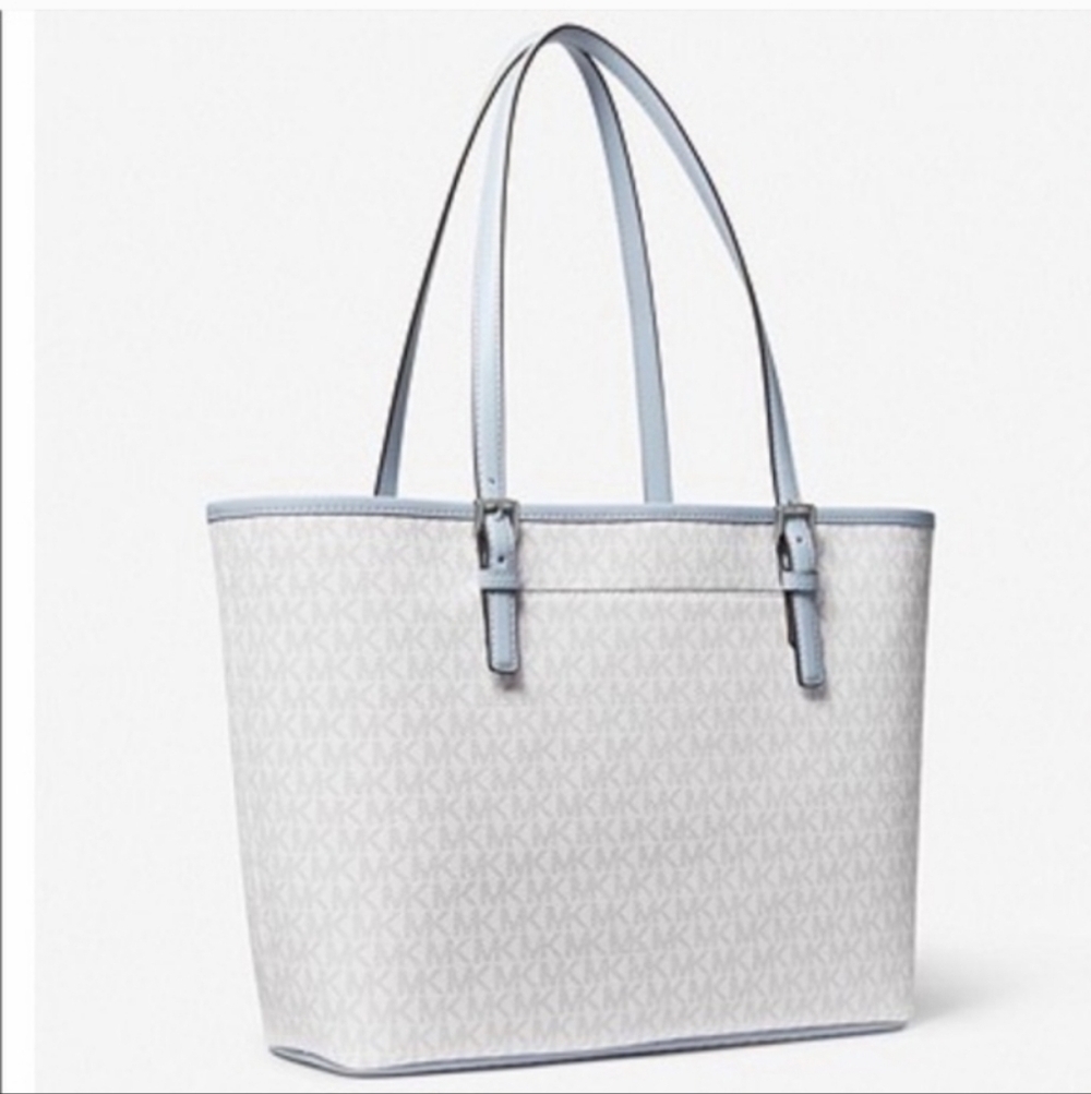 NWT Michael Kors Jet Set Travel Medium Printed Logo Tote Bag Purse NEW - Picture 2 of 3